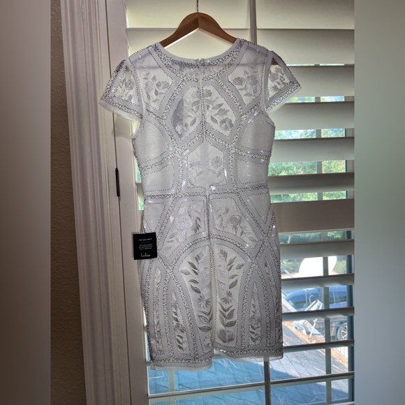 🆕 Lulu's White Sequin Embroidered Mini Dress - Picture 3 of 6
